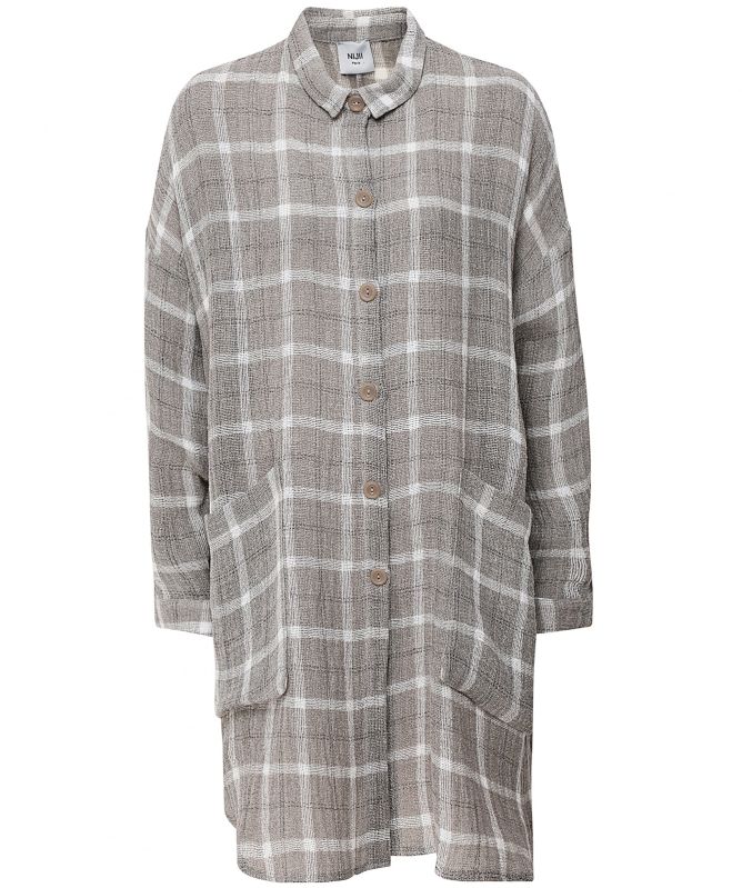 Nijii Check Long Linen Jacket