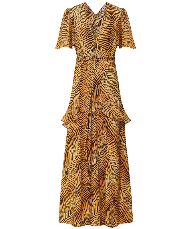 green emerald velvet dress Corrine Chiffon Midi Dress in Diana Embellishment Forest Green main image 1