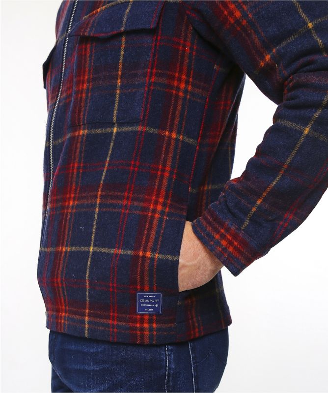 Wool Zip-Through Check Overshirt