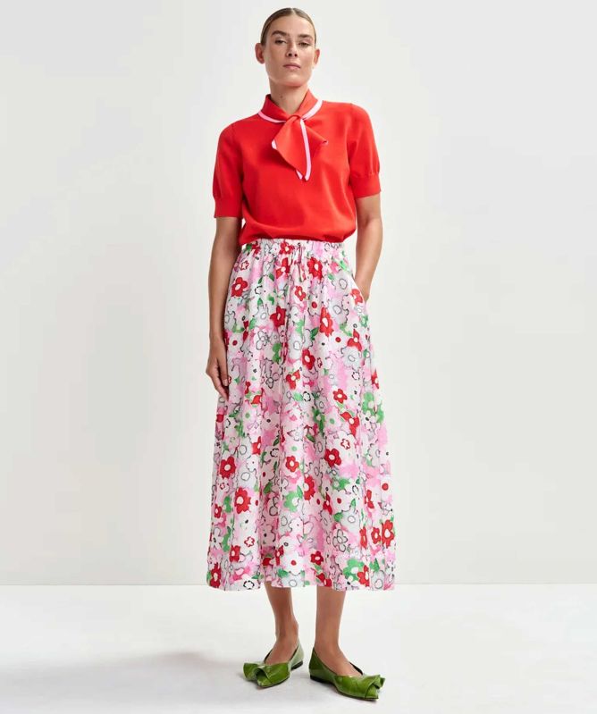 Essentiel Antwerp Julianne Floral-Jacquard Midi Skirt