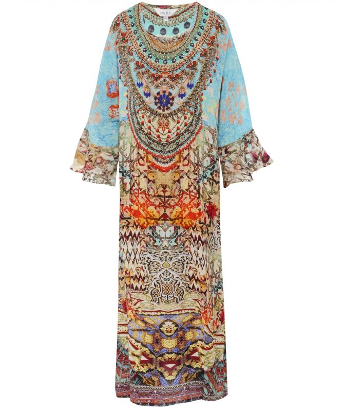 Inoa Arizona Silk Frill Sleeve Kaftan