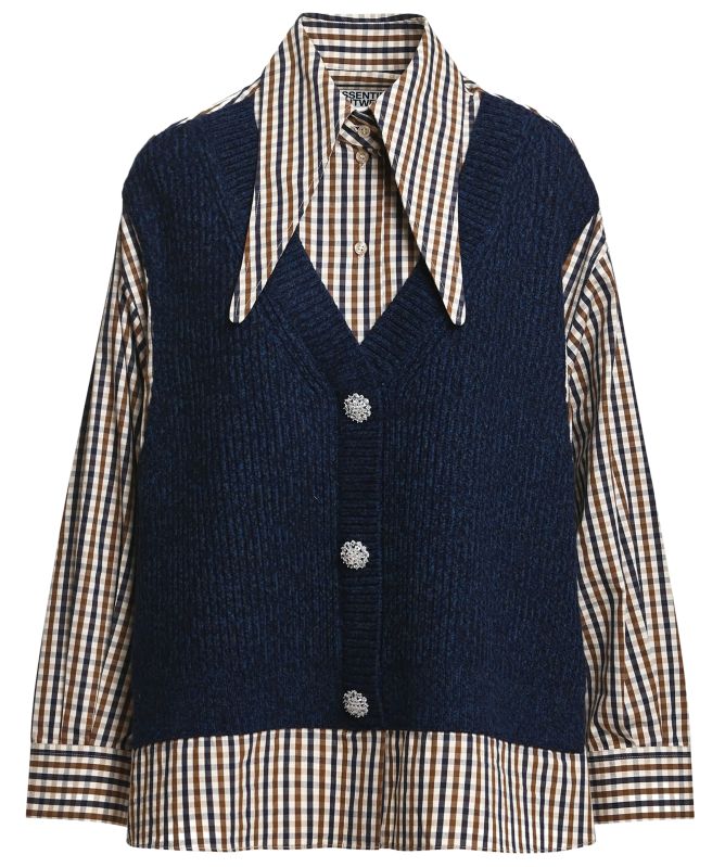 Essentiel Antwerp Kute Layered Knit Vest Shirt