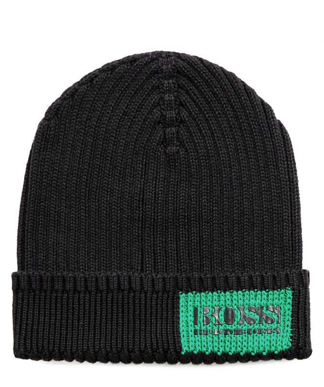 BOSS Cotton Wool Ribbed Arebo Beanie