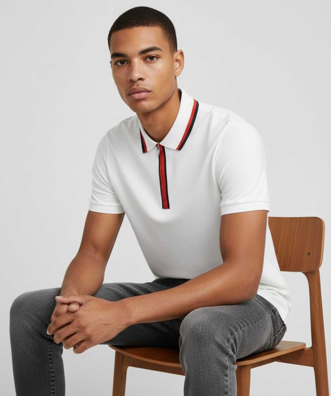 Paul Smith Tipped Zip Neck Polo Shirt