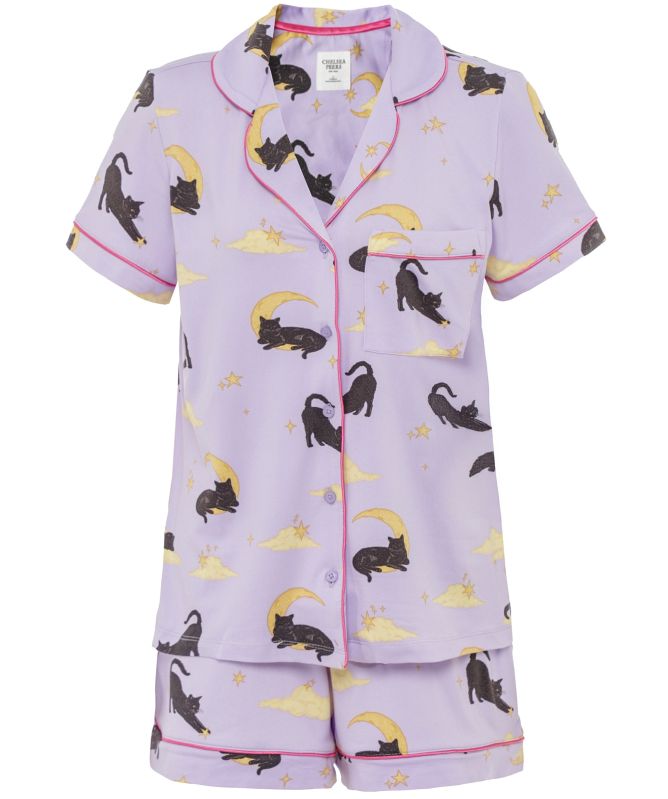 Chelsea Peers Halloween Cat Print Short Pyjamas