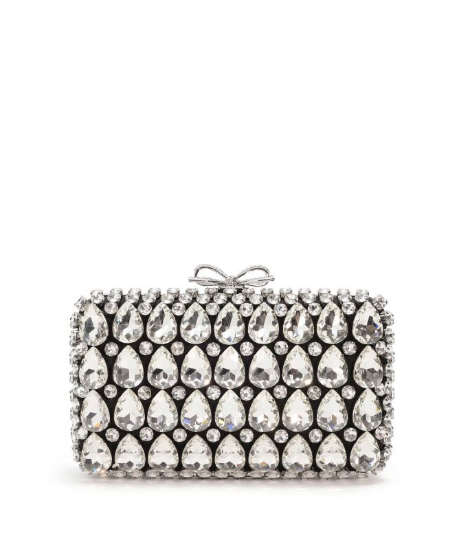 Self-Portrait Satin Crystal Bow Clutch