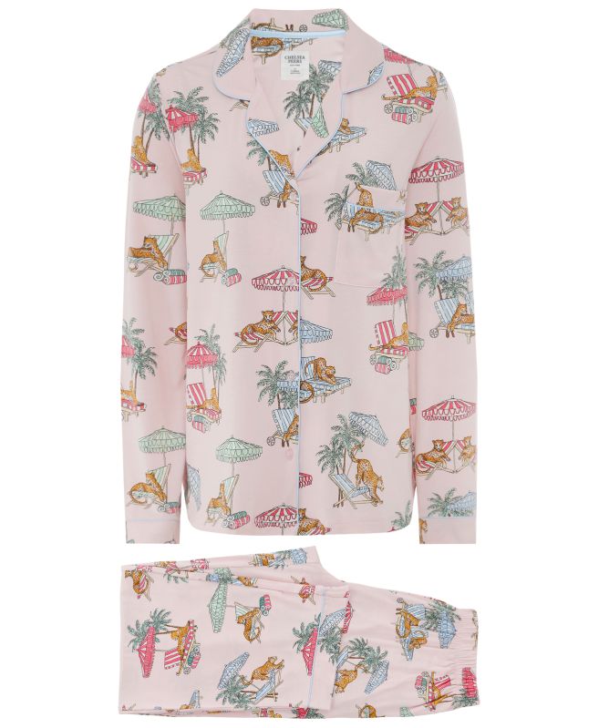 Chelsea Peers Lounging Leopards Print Long Pyjamas