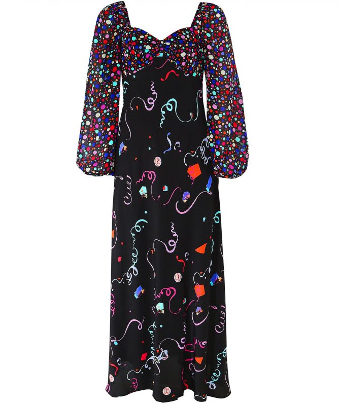 RIXO Gio Silk Midi Dress