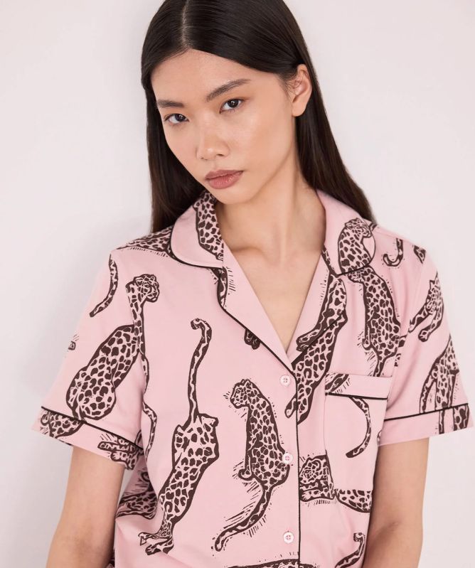 Chelsea Peers Organic Cotton Leopard Print Short Pyjamas