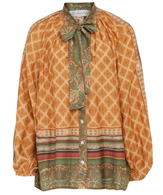 One Hundred Stars Amulet Gold Pussybow Blouse