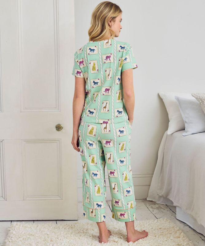 Chelsea Peers Playing Card Animals Print Long Pyjamas