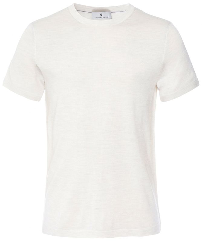 Thomas Maine Knitted Merino Wool Crew Neck T-Shirt