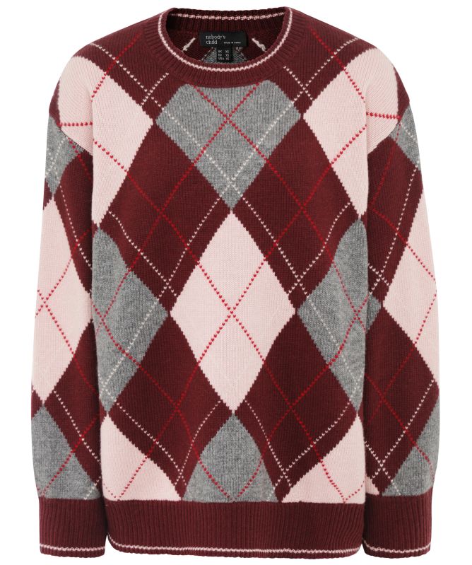 Nobody's Child Argyle Oversized Wool-Blend Jumper