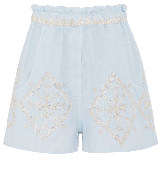 Greek Archaic Kori Lefkada Embroidered Shorts