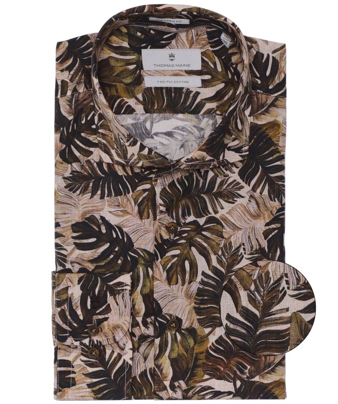 Thomas Maine Tailored Fit Palm Print Roma Shirt