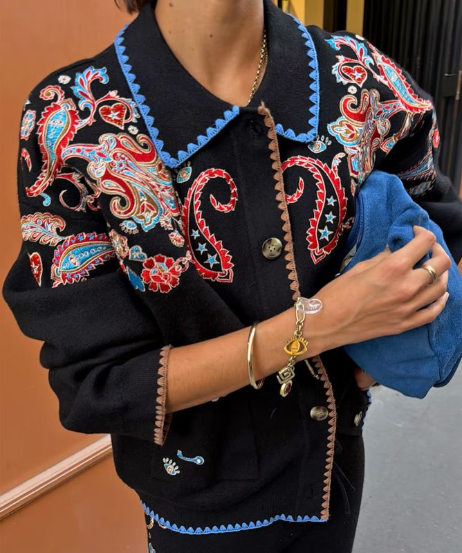 Never Fully Dressed Paisley Embroidered Cardigan