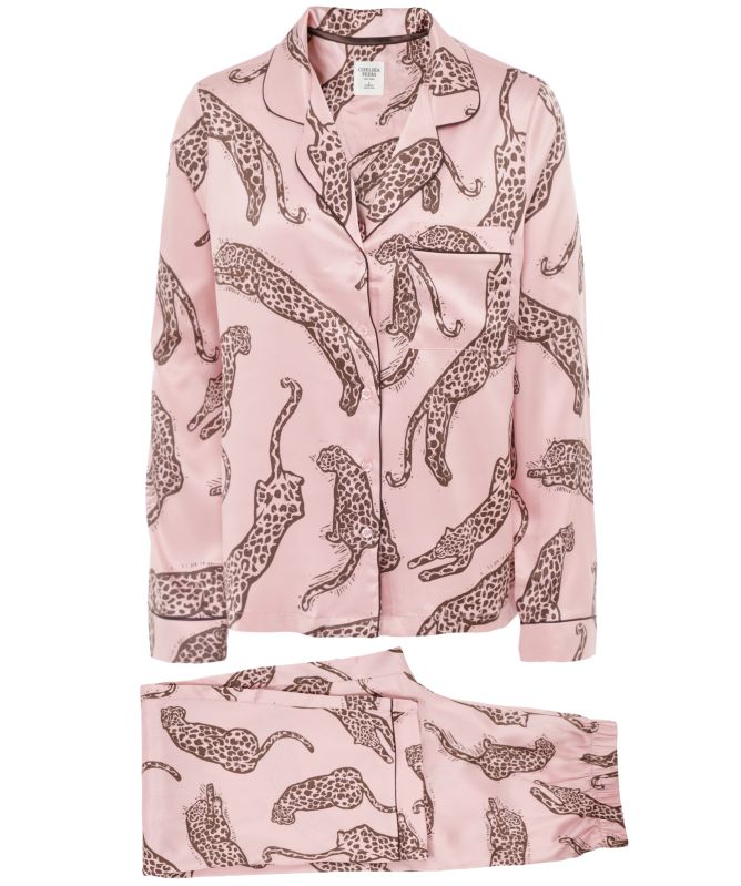 Chelsea Peers Satin Leopard Print Long Pyjamas