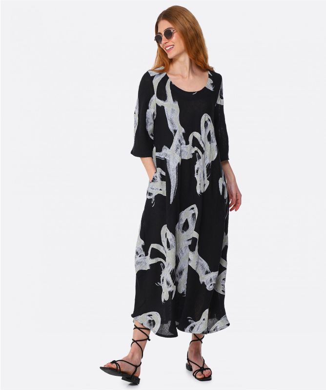 Ralston Black Zodia Linen Dress | Jules B