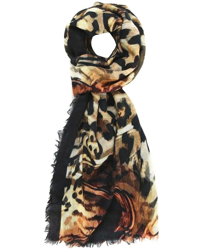 Ahujasons Leopard Print Wool Scarf