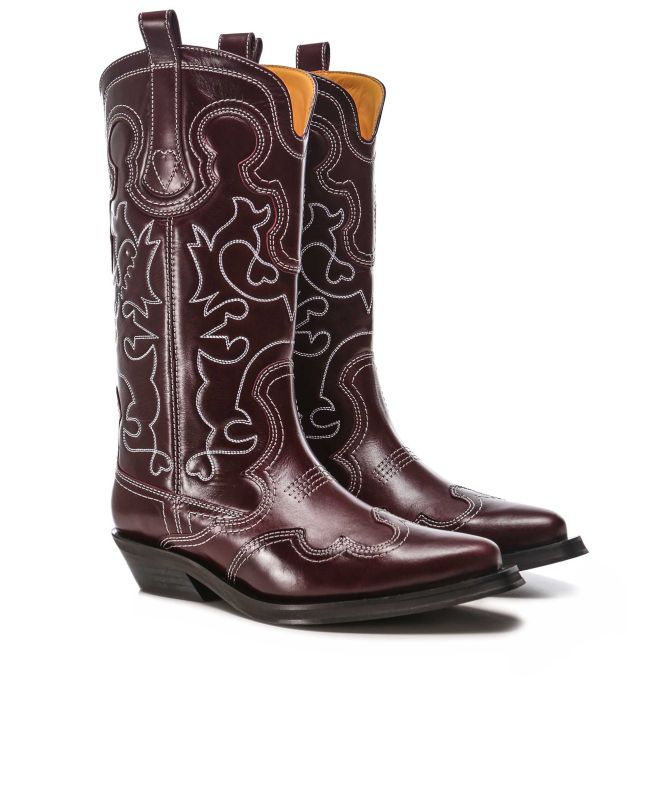 GANNI 新品 Embroidered Western Boot 38 24 Step into the Embroidered Western Boots: a cult classic and