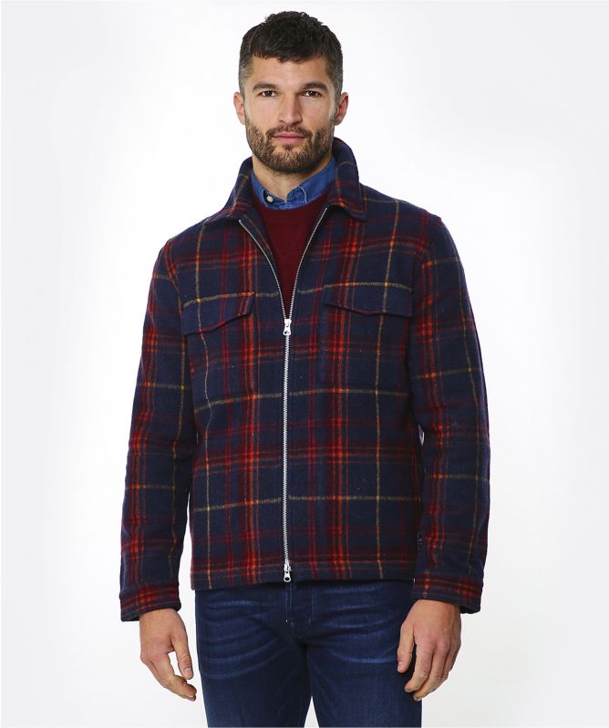 Wool Zip-Through Check Overshirt