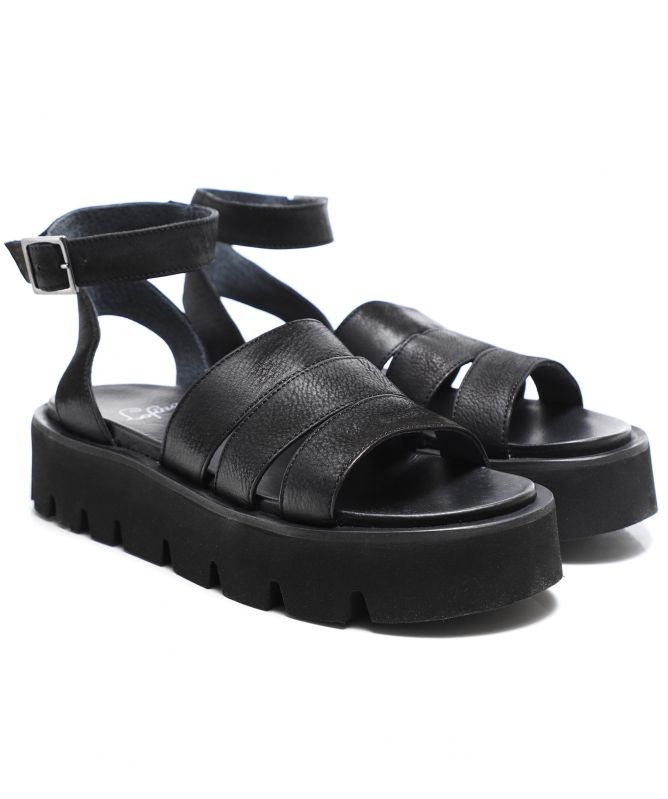 Lofina Leather Flatform Strap Sandals