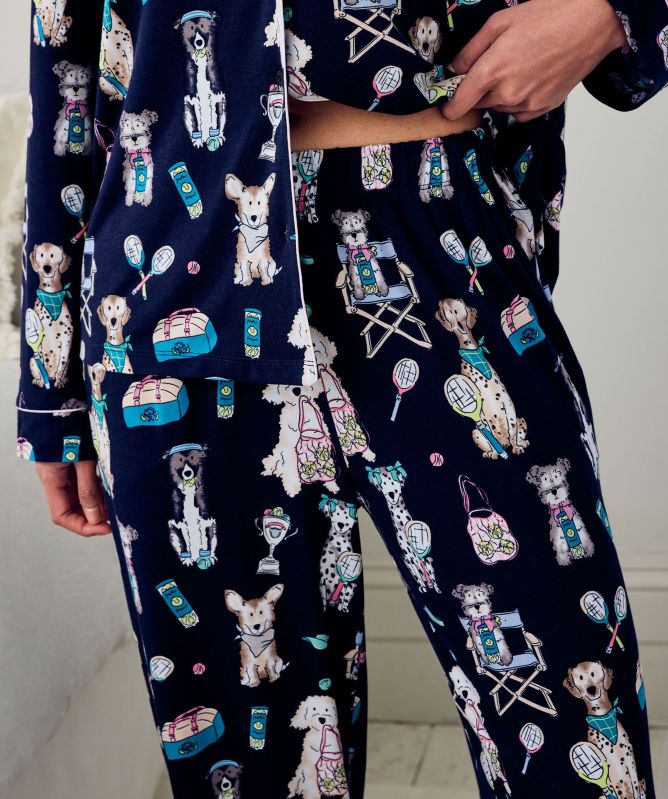 Chelsea Peers Tennis Dogs Print Long Pyjamas