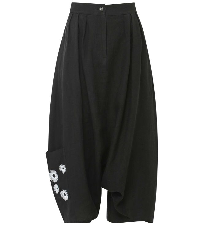 Bize Linen Floral Embroidered Trousers