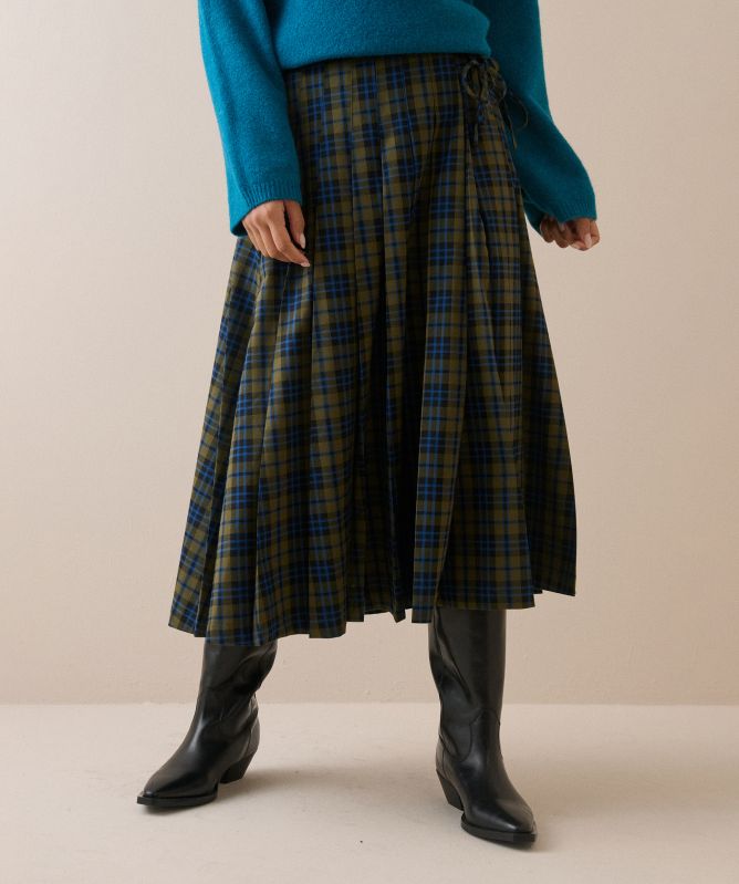 Nobody's Child Tartan Pleated Midi Skirt
