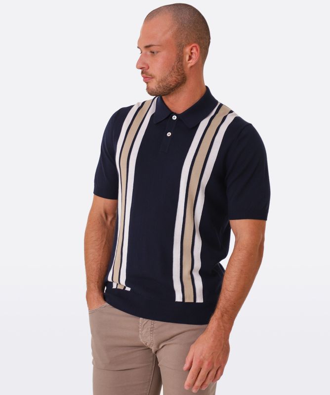 トップス CLESSTE Striped Massive Polo Shirt Gran Sasso Knitted Striped Polo Shirt | Jules B