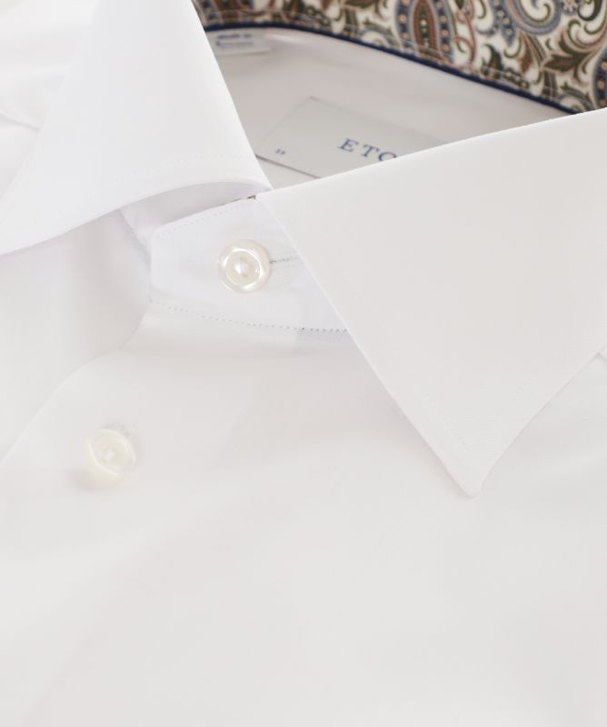 Eton Paisley Trim Slim Fit Twill Shirt