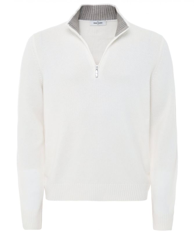 Gran Sasso Wool Cashmere Mock Zip Jumper