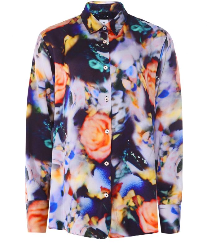 Paul Smith Satin Instant Rose Print Shirt
