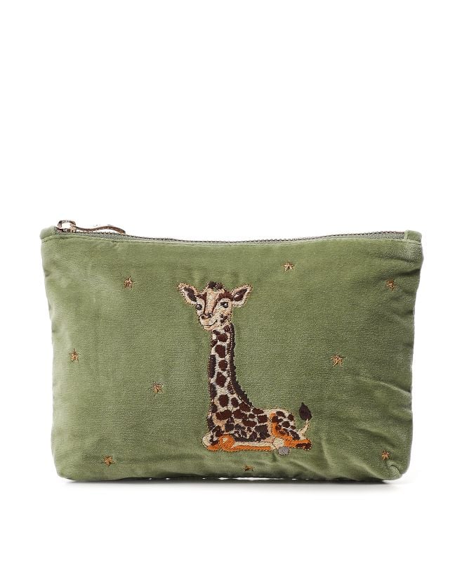 【Elizabeth Scarlett】ジラフ マザー＆ベビー ウォッシュバッグ Elizabeth Scarlett Giraffe Mother & Baby Olive Velvet Wash