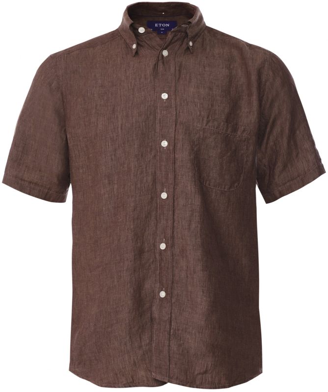 Eton Slim Fit Linen Short Sleeve Shirt