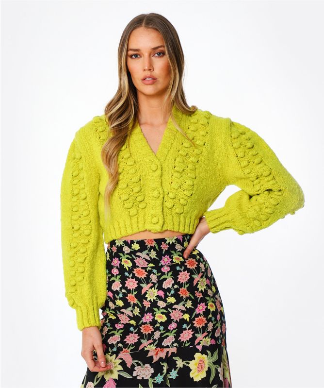 Hayley Menzies Green Gloria Alpaca Wool Cropped Cardigan | Jules B
