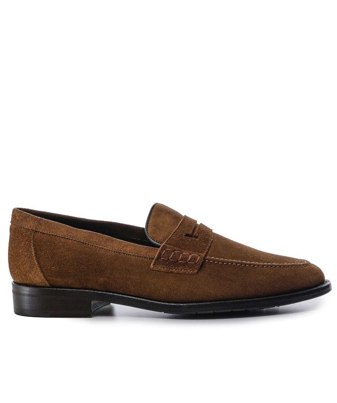 Hackett Men\'s Suede Penny Loafers in Chestnut Brown Buy Hackett Brown Suede Martin Plain Suede Loafer Shoes from  main image 4