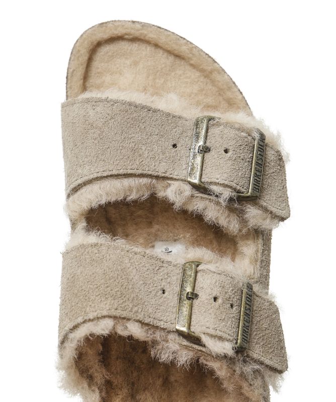 Birkenstock Arizona Shearling Suede Leather Sandals