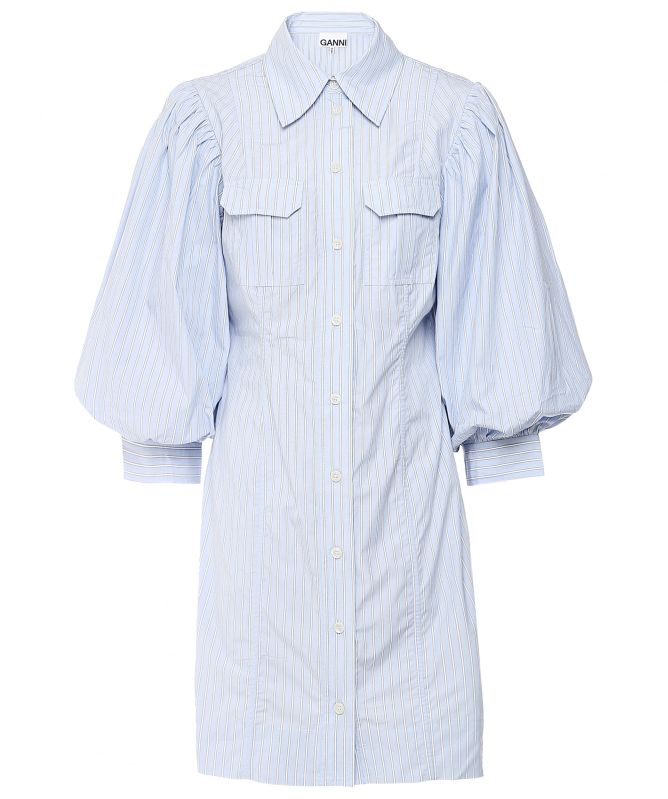 GANNI Stripe Cotton Mini Dress