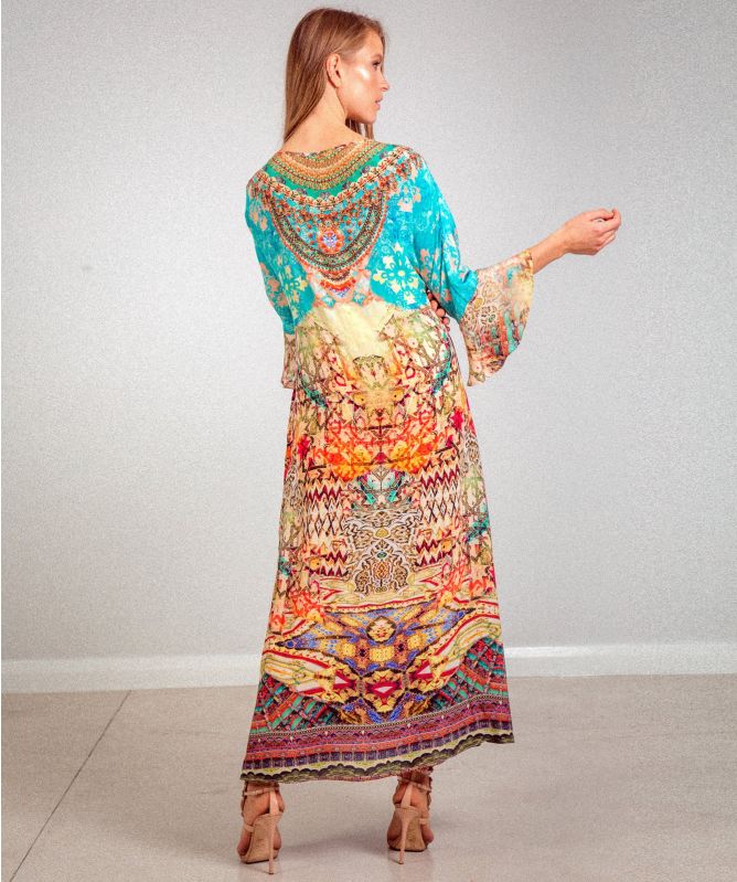 Inoa Arizona Silk Frill Sleeve Kaftan