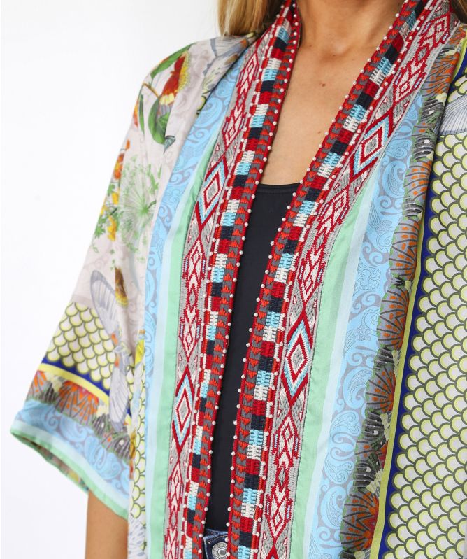 Johnny Was Claret Reversible Silk Kimono
