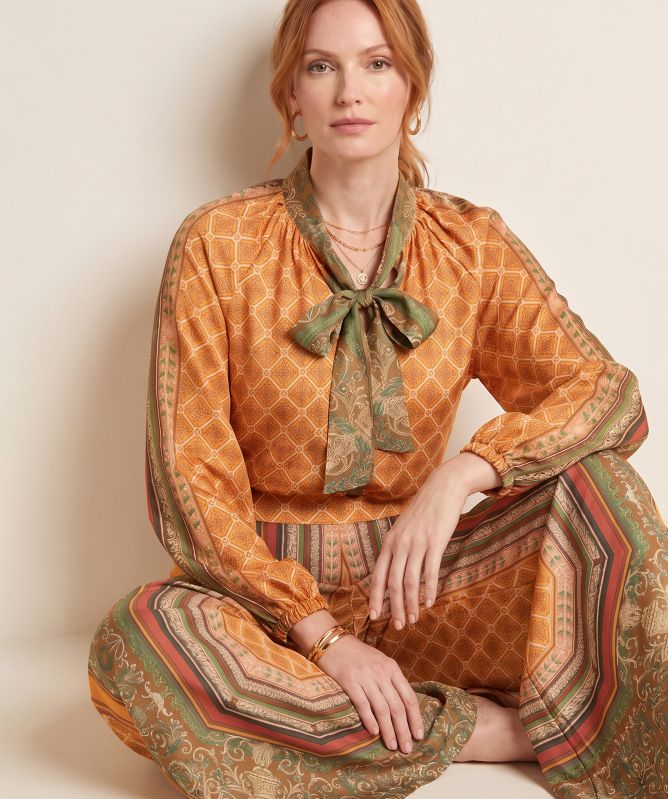 One Hundred Stars Amulet Gold Palazzo Trousers