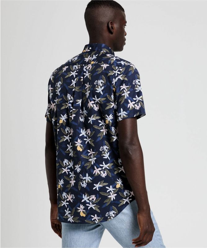 Regular Fit Short Sleeve Lemon Flower Shirt