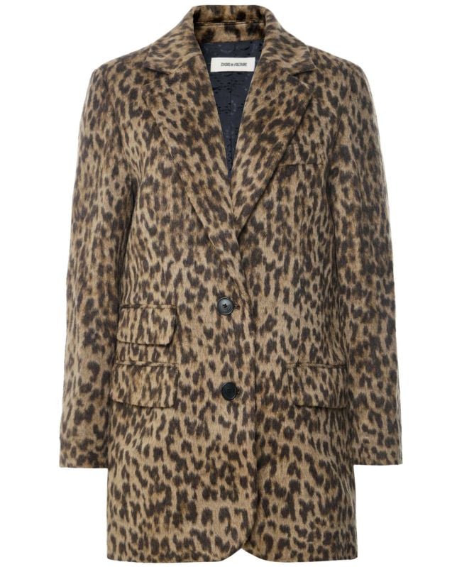 Leopard wool coat sales