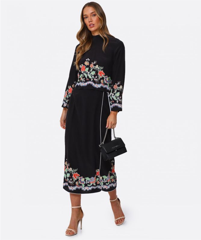 RIXO Peony Flora Georgie Neck Tie Top