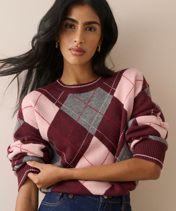Nobody's Child Argyle Oversized Wool-Blend Jumper