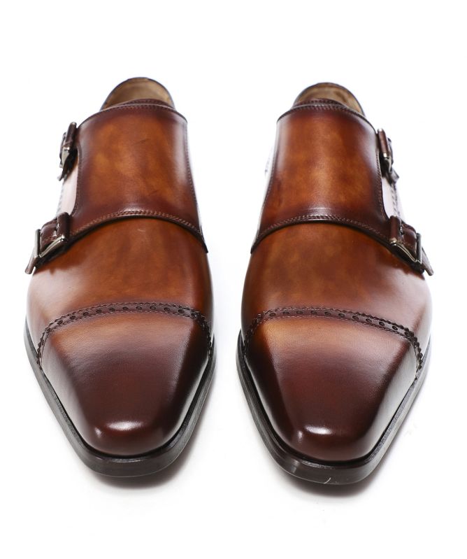 Magnanni Leather Double Monk Strap Shoes