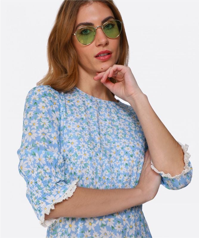 RIXO Blue Saffron Midi Dress Jules B