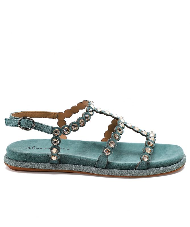 Alma en Pena Suede Rhinestone Sandals
