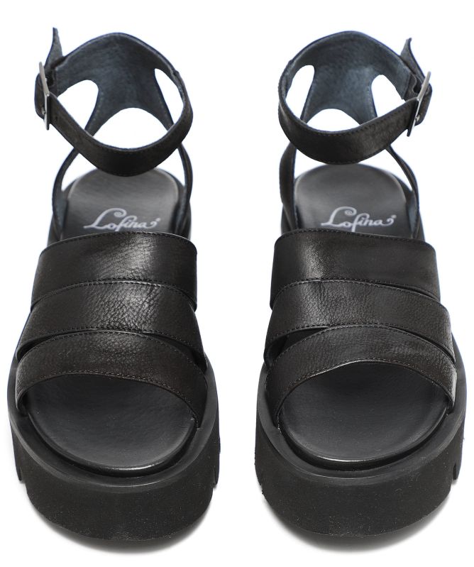 Lofina Leather Flatform Strap Sandals